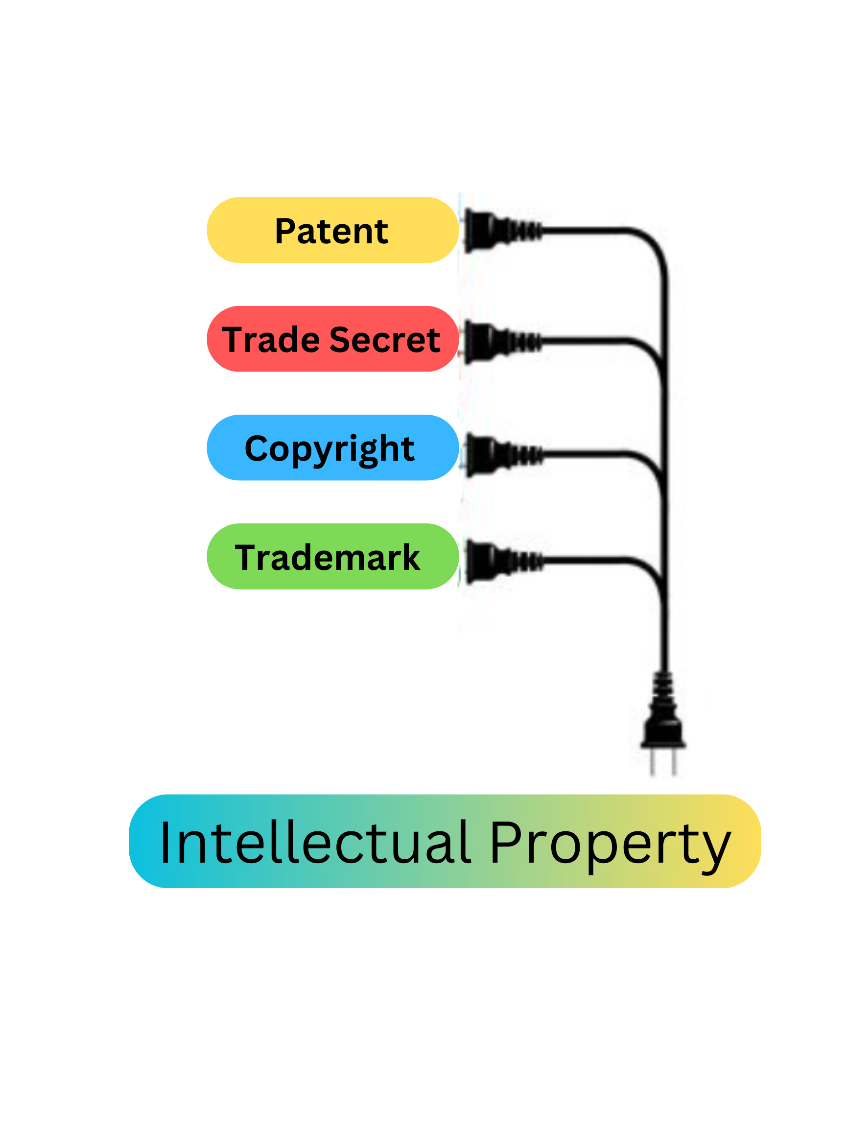 patent, trade secret, copyright, trademark = intellectual property