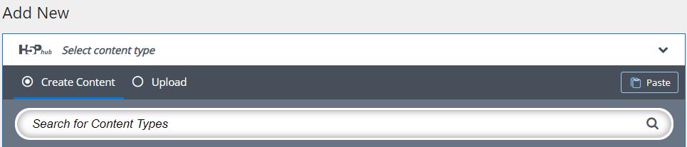 Options ot add new H5P content