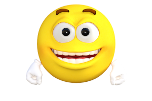 An emoji with an optimistic expression.