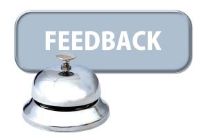 A bell with the word "feedback".