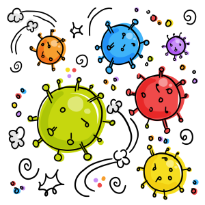 Image 4.3.2 Image with colorful animated drawing of a viral infection.